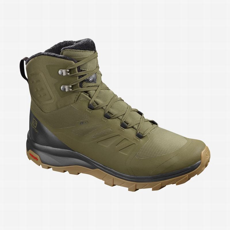 Salomon Singapore Mens Winter Boots - OUTBLAST TS CSWP Olive/Black | 03914-WRDF